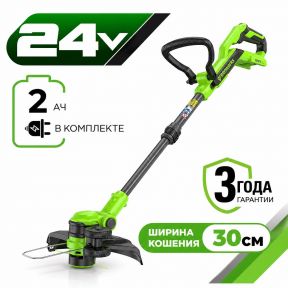 Аккумуляторный триммер Greenworks G24LT301 30см, 24v (АКБ 1х2Ah и З/У)